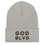 GOD BLVD - OG Logo - Grey Cuffed Up Beanie - Black/Old Gold Embroidered