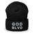 GOD BLVD - OG Logo - Black Cuffed Up Beanie - Gray/White Embroidered