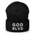 GOD BLVD - OG Logo - Black Cuffed Up Beanie - White/Grey Embroidered