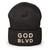 GOD BLVD - OG Logo - Dark Grey Cuffed Up Beanie - White/Old Gold Embroidered
