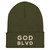 GOD BLVD - OG Logo - Olive Cuffed Up Beanie - White/Old Gold Embroidered