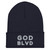 GOD BLVD - OG Logo - Navy Cuffed Up Beanie - Grey/White Embroidered