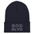 GOD BLVD - OG Logo - Navy Cuffed Up Beanie - Navy/White Embroidered