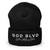 GOD BLVD - Victory - Black Cuffed Beanie - White/Grey Embroidered