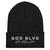 GOD BLVD - Victory - Black Cuffed Beanie - White/Grey Embroidered