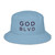 GOD BLVD - OG Logo - Slate Blue Organic Bucket Hat - Navy/White Embroidered