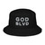 GOD BLVD - OG Logo - Black Organic Bucket Hat - Gray/White Embroidered 