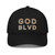 GOD BLVD - OG Logo - Black Organic Dad Hat - Old Gold/White Embroidered