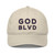 GOD BLVD - OG Logo - Oyster Organic Dad Hat - Navy/Old Gold Embroidered