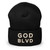GOD BLVD - OG Logo - Black Cuffed Up Beanie - White/Old Gold Embroidered