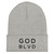 GOD BLVD - OG Logo - Heather Grey Cuffed Up Beanie - Black/White Embroidered 