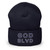 GOD BLVD - OG Logo - Navy Blue Cuffed Up Beanie - Navy/White Embroidered