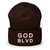 GOD BLVD - OG Logo - Brown Cuffed Up Beanie - White/Old Gold Embroidered