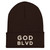GOD BLVD - OG Logo - Brown Cuffed Up Beanie - White/Old Gold Embroidered