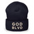GOD BLVD - OG Logo - Navy Cuffed Up Beanie - White/Old Gold Embroidered 