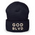 GOD BLVD - OG Logo - Navy Cuffed Up Beanie - White/Old Gold Embroidered  GOD BLVD - OG Logo - Navy Cuffed Up Beanie - White/Old Gold Embroidered