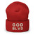 GOD BLVD - OG Logo - Red Cuffed Up Beanie - White/Old Gold Embroidered