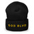 GOD BLVD - Straight Logo - Black Cuffed Up Beanie - Gold Embroidery