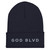 GOD BLVD - Straight Logo - Navy Cuffed Up Beanie - Grey Embroidery 