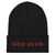 GOD BLVD - Straight Logo - Black Cuffed Up Beanie - Red Embroidered