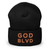 GOD BLVD - OG Logo - Black Cuffed Up Beanie - Old Gold/Red Embroidered 