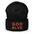 GOD BLVD - OG Logo - Black Cuffed Up Beanie - Red/Old Gold Embroidered