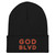 GOD BLVD - OG Logo - Black Cuffed Up Beanie - Red/Old Gold Embroidered