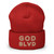 GOD BLVD - OG Logo - Red Cuffed Up Beanie - Old Gold/White Embroidered