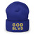 GOD BLVD - OG Logo - Blue Cuffed Up Beanie - Gold/White Embroidered