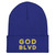 GOD BLVD - OG Logo - Blue Cuffed Up Beanie - Gold/White Embroidered