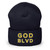 GOD BLVD - OG Logo - Navy Cuffed Up Beanie - Gold/White Embroidered