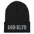 GOD BLVD - All Capital - Black Cuffed Up Beanie - Grey Embroidered