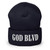 GOD BLVD - All Capital - Navy Cuffed Up Beanie - White Embroidered