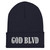 GOD BLVD - All Capital - Navy Cuffed Up Beanie - White Embroidered