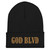 GOD BLVD - All Capital - Black Cuffed Up Beanie - Old Gold Embroidered