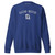 GOD BLVD - Arched with Capital G - Blue Premium Sweatshirt - White Embroidered