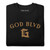 GOD BLVD - Arched with Capital G - Black Premium Sweatshirt - Old Gold Embroidered GOD BLVD - Arched with Capital G - Black Premium Sweatshirt - Old Gold Embroidered