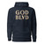 GOD BLVD - Embroidered Logo - Navy Premium Hoodie (White/Old Gold)