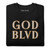 GOD BLVD - Embroidered Logo - Black Premium Sweatshirt (White/Old Gold)