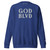 GOD BLVD - Embroidered Logo - Blue Premium Sweatshirt (White/Grey)