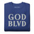 GOD BLVD - Embroidered Logo - Blue Premium Sweatshirt (White/Grey)