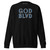 GOD BLVD - Embroidered Logo - Black Premium Sweatshirt (Blue/White)