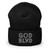 GOD BLVD - Embroidered Secondary Logo - Black Cuffed Beanie - Black/White