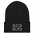 GOD BLVD - Embroidered Secondary Logo - Black Cuffed Beanie - Black/White