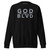 GOD BLVD - OG Logo - Where Victory is Certain - Black Premium Sweatshirt - Grey/White Embroidered