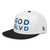 GOD BLVD - OG Logo - White/Black Snapback - Blue Embroidered (Grey Under Visor)