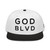 GOD BLVD - OG Logo - White/Black Snapback - Black Embroidered (Grey Under Visor)