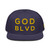 GOD BLVD - OG Logo - Navy Snapback - Gold Embroidered (Grey Under Visor)