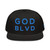 GOD BLVD - OG Logo - Black Snapback - Aqua/Teal Embroidered (Grey Under Visor)