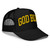GOD BLVD - Arched - Black Foam Trucker Hat - Gold Embroidered